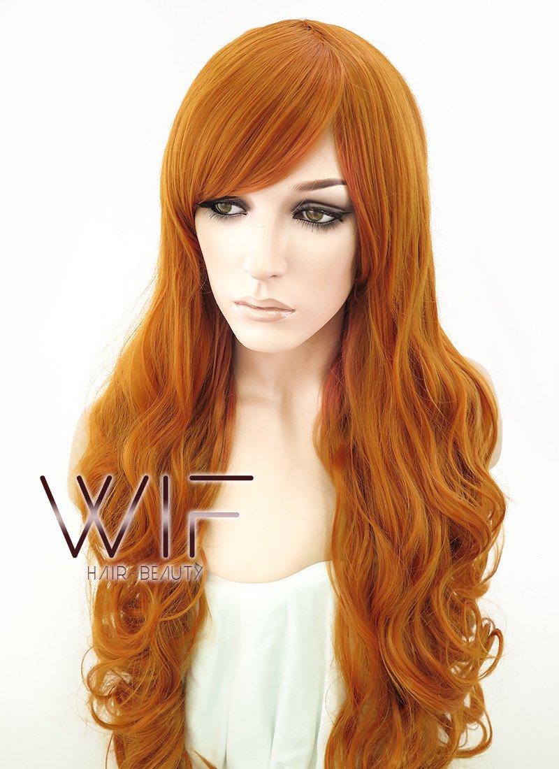 31" Wavy Orange Synthetic Wig TB1607