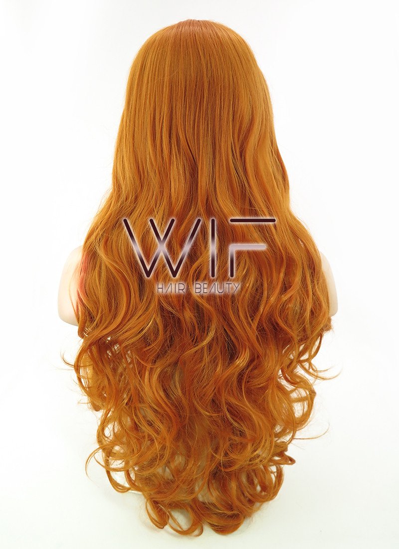 31" Wavy Orange Synthetic Wig TB1607