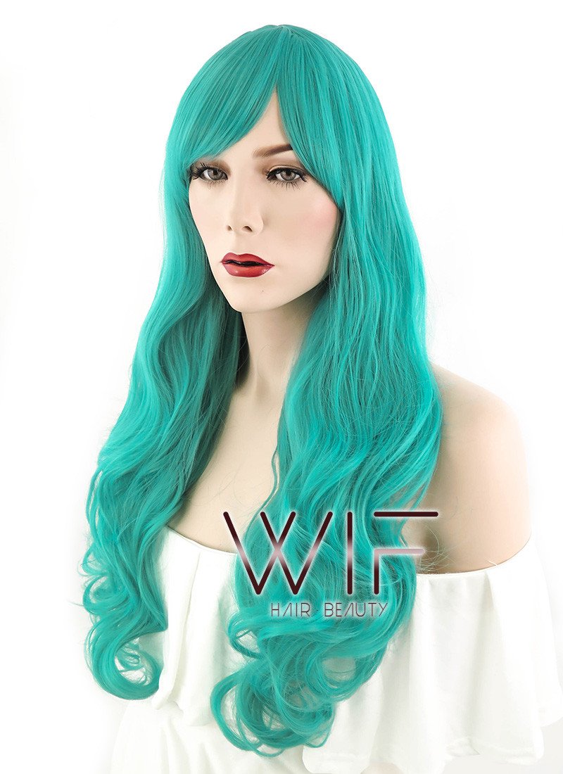 26" Wavy Turquoise Green Synthetic Wig TB1324