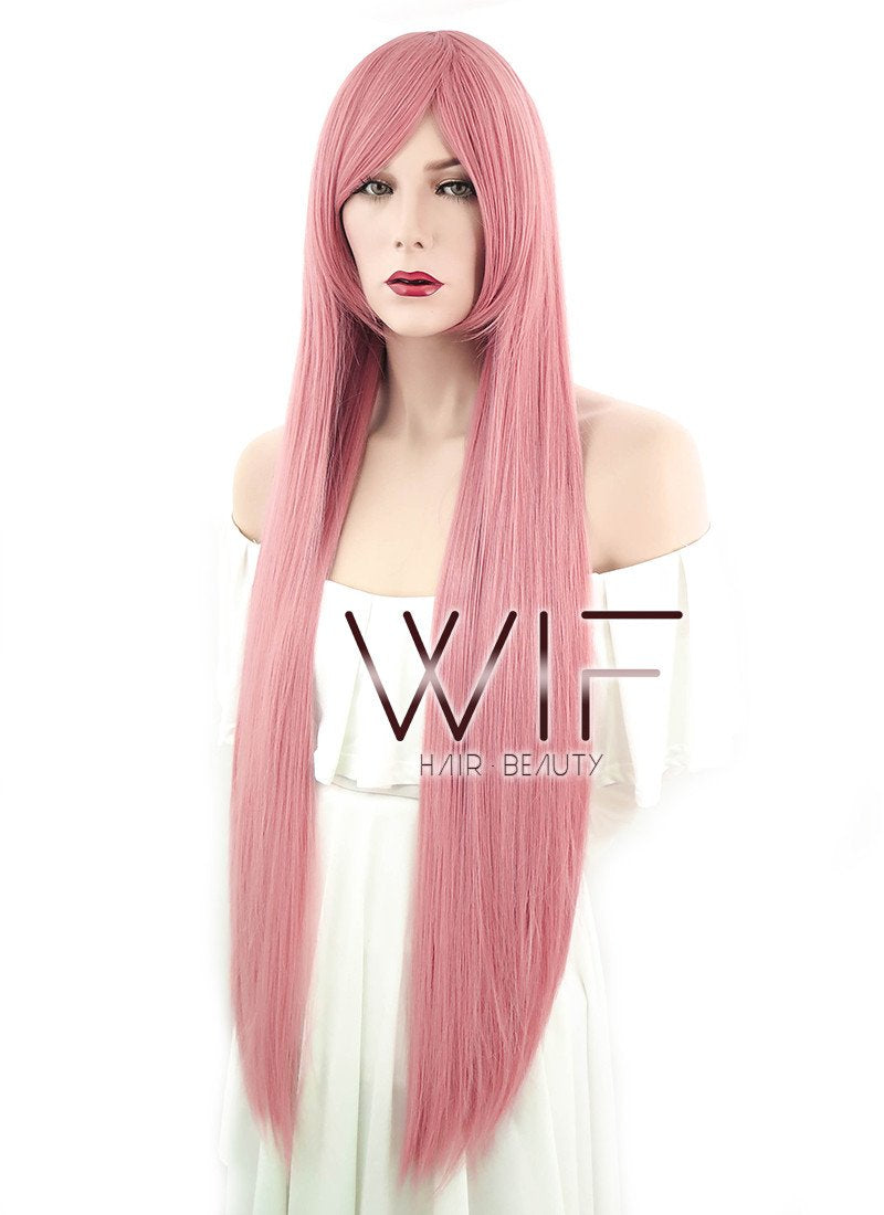 39" Straight Milkshake Pink Synthetic Wig TB1381