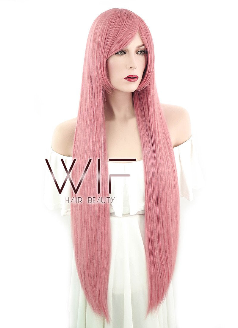 39" Straight Milkshake Pink Synthetic Wig TB1381