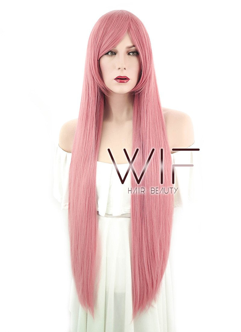39" Straight Milkshake Pink Synthetic Wig TB1381