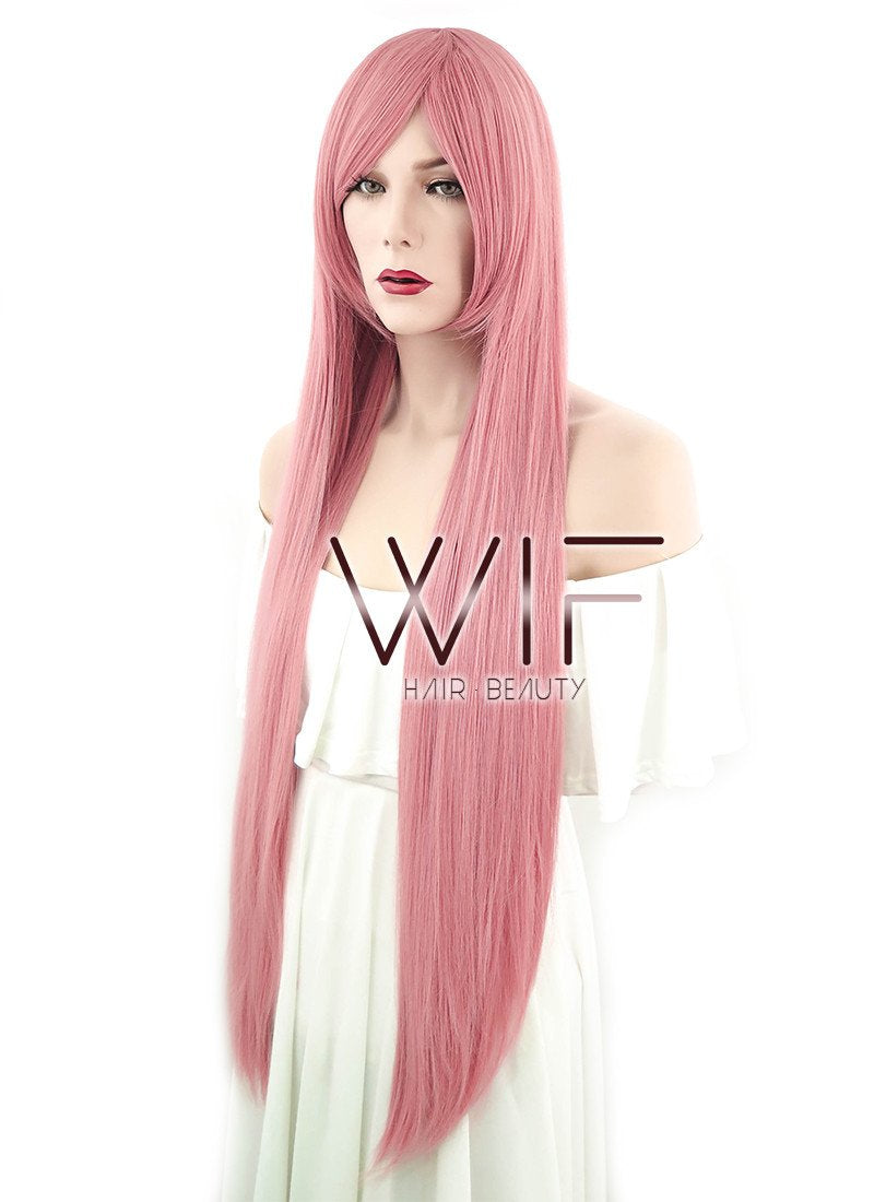 39" Straight Milkshake Pink Synthetic Wig TB1381