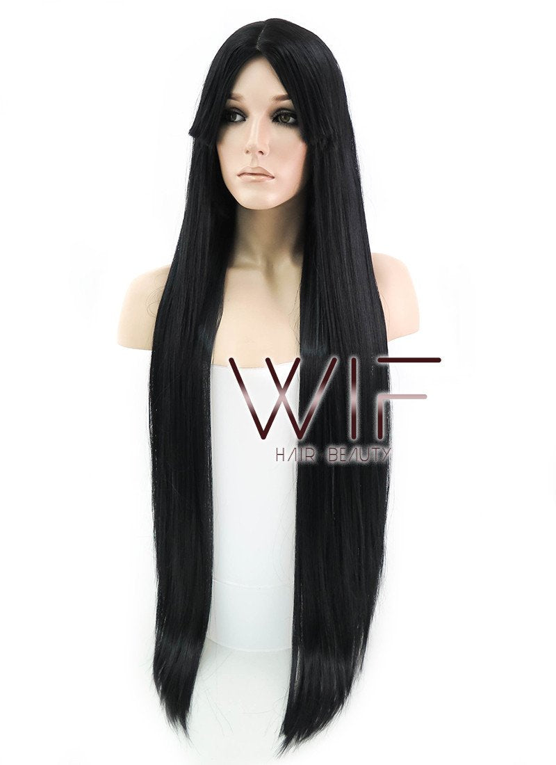 39" Straight Black Synthetic Wig TBZ1091