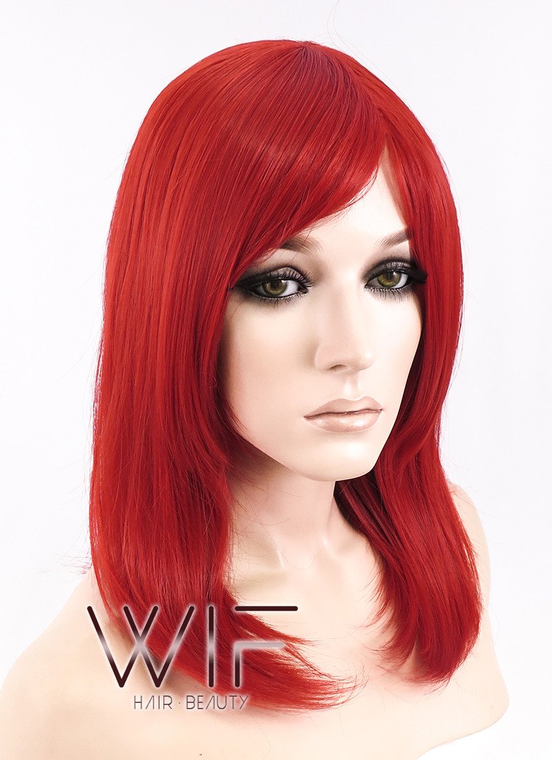 16" Straight Red Synthetic Wig TBZ1101