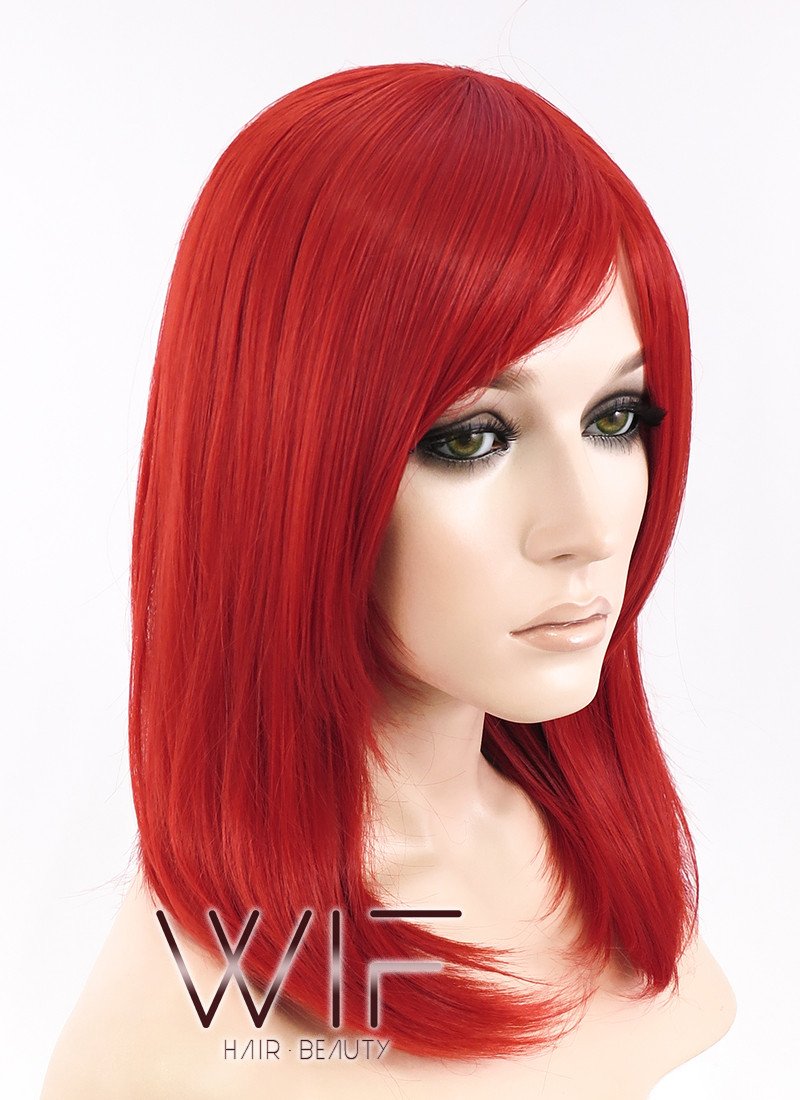 16" Straight Red Synthetic Wig TBZ1101