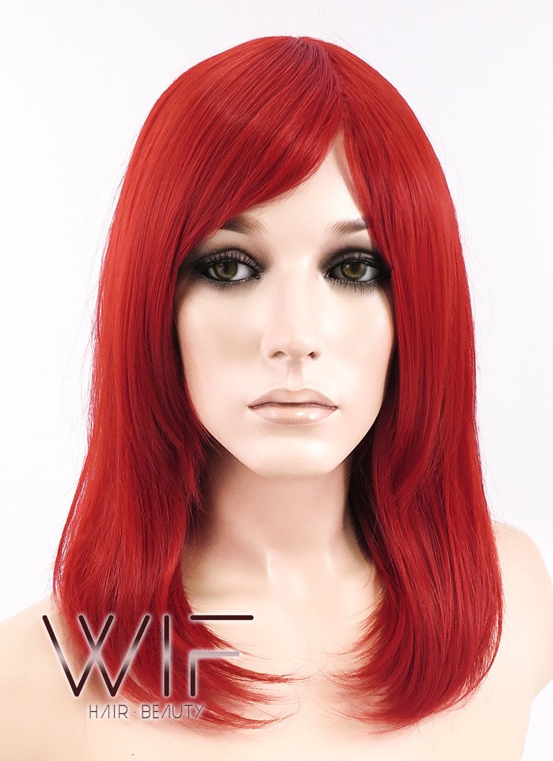16" Straight Red Synthetic Wig TBZ1101