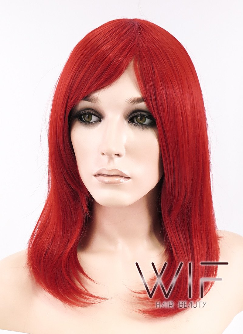 16" Straight Red Synthetic Wig TBZ1101