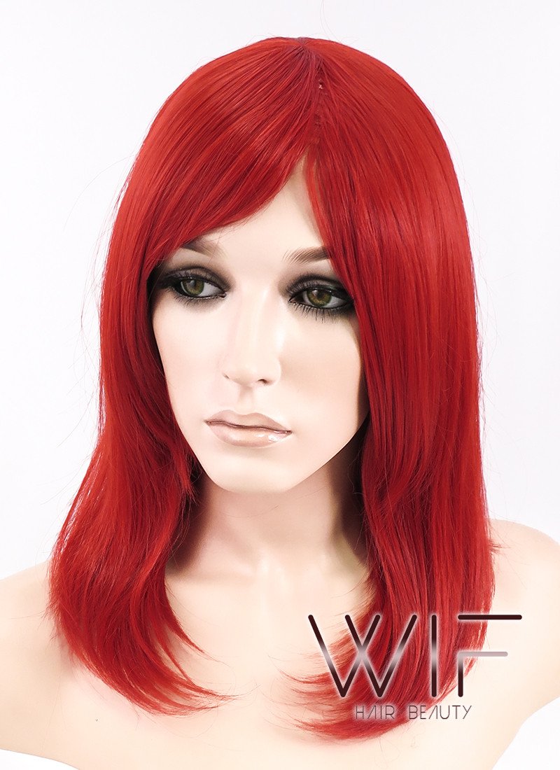 16" Straight Red Synthetic Wig TBZ1101