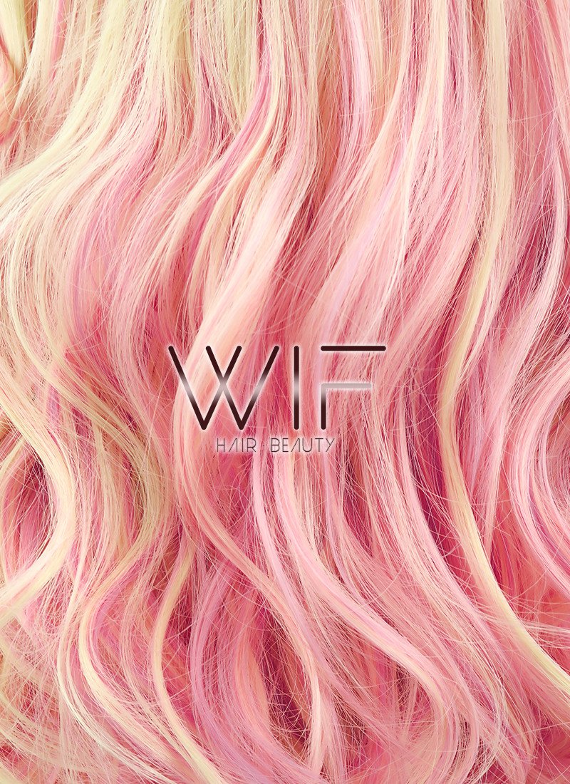 23" Wavy Pink Mixed Blonde Ponytail Synthetic Wig TBZ150