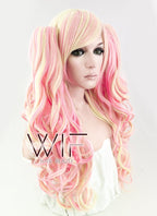 23" Wavy Pink Mixed Blonde Ponytail Synthetic Wig TBZ150