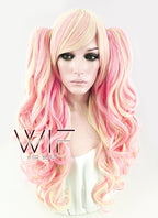 23" Wavy Pink Mixed Blonde Ponytail Synthetic Wig TBZ150