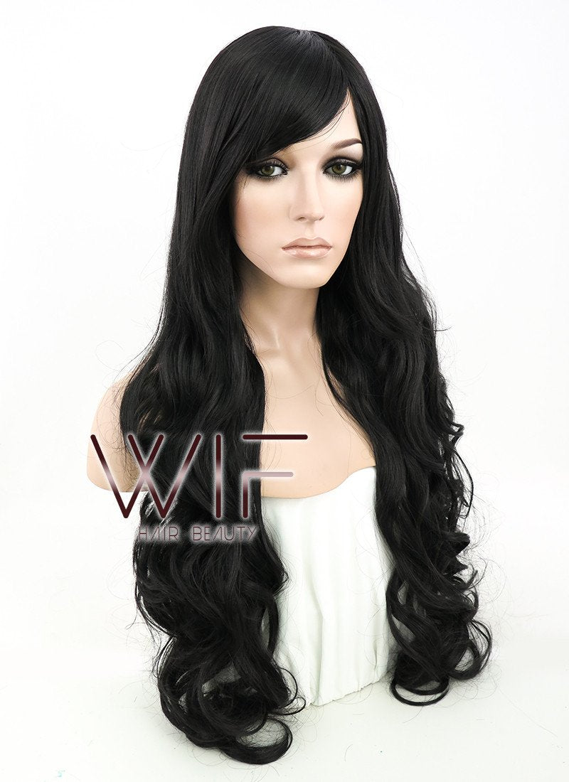 31" Wavy Black Synthetic Wig TBZ396A