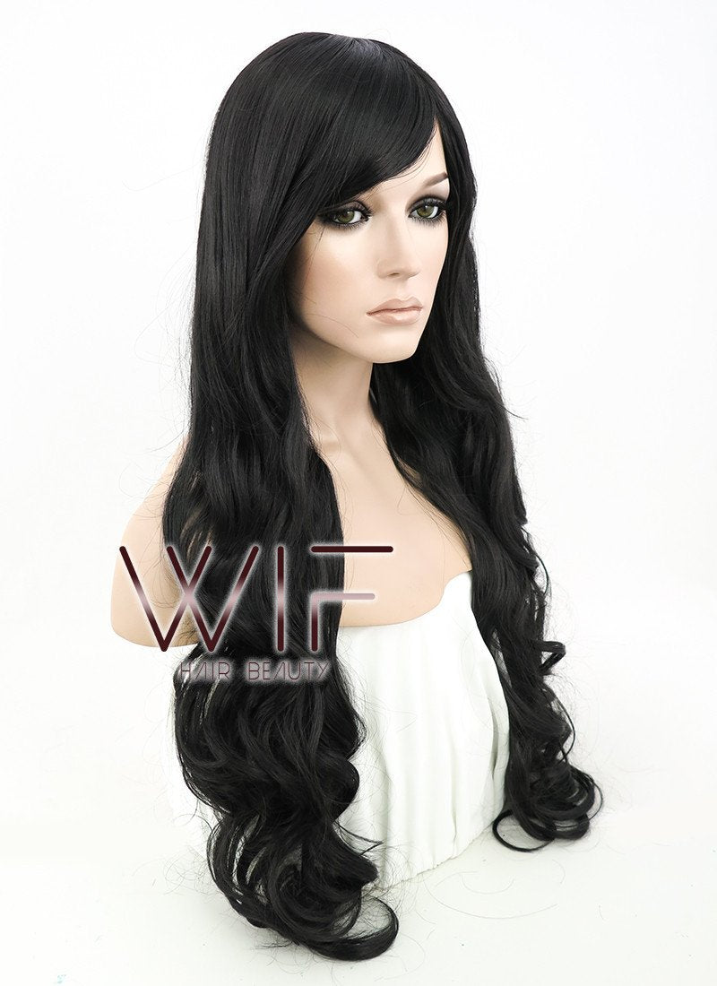 31" Wavy Black Synthetic Wig TBZ396A