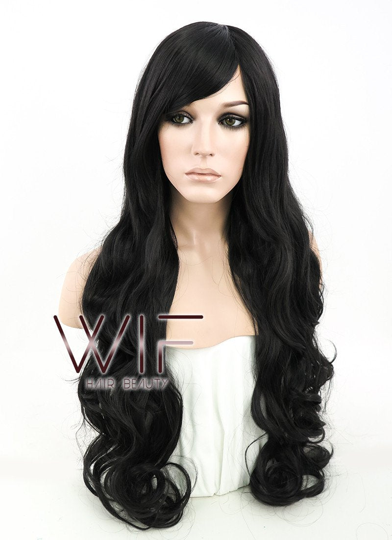 31" Wavy Black Synthetic Wig TBZ396A