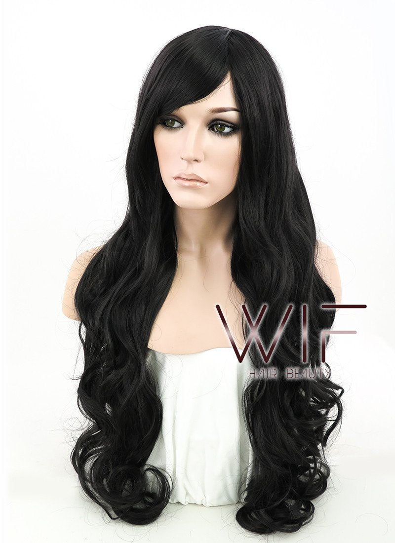 31" Wavy Black Synthetic Wig TBZ396A