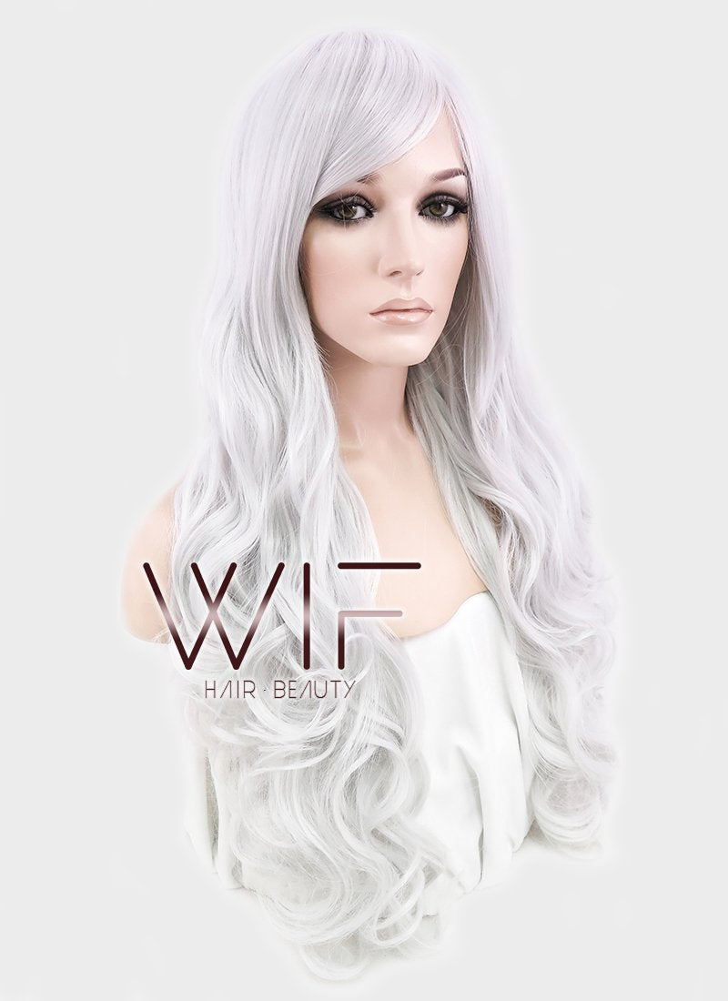 33" Wavy Silver White Synthetic Wig TBZ547