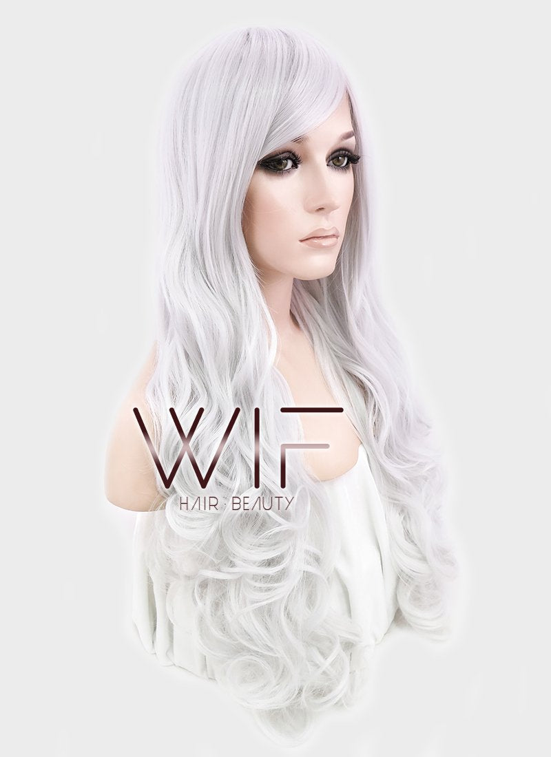 33" Wavy Silver White Synthetic Wig TBZ547