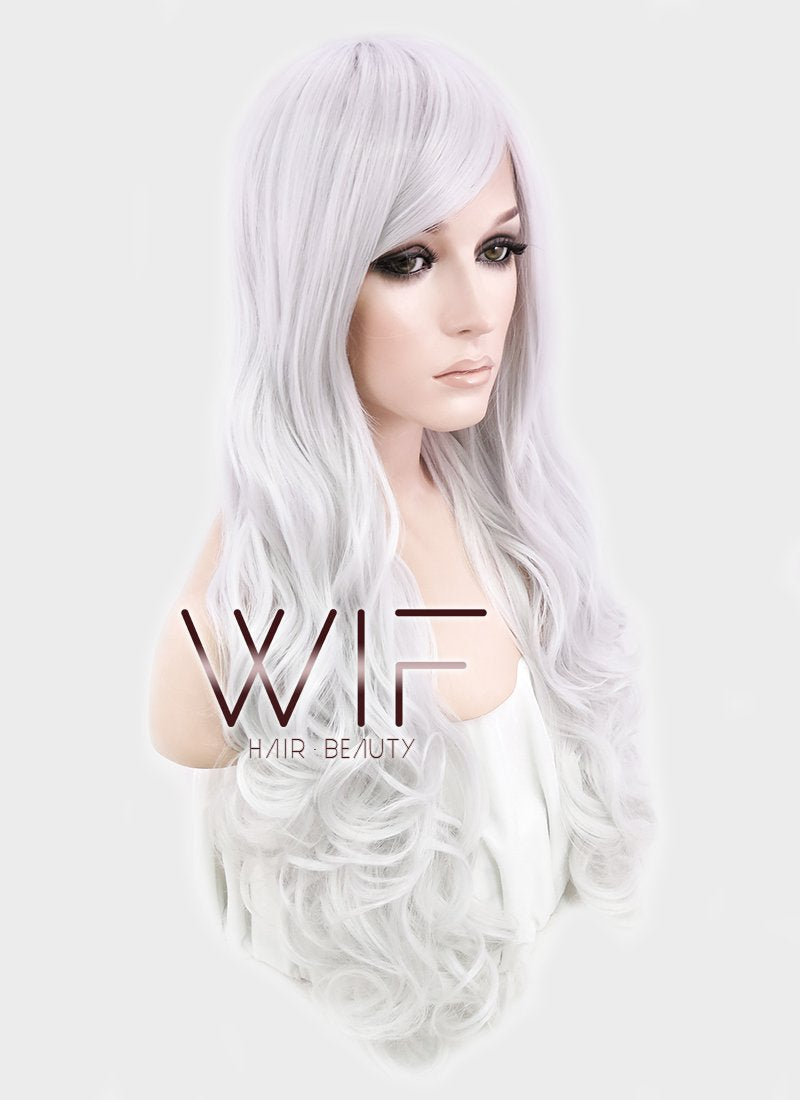 33" Wavy Silver White Synthetic Wig TBZ547