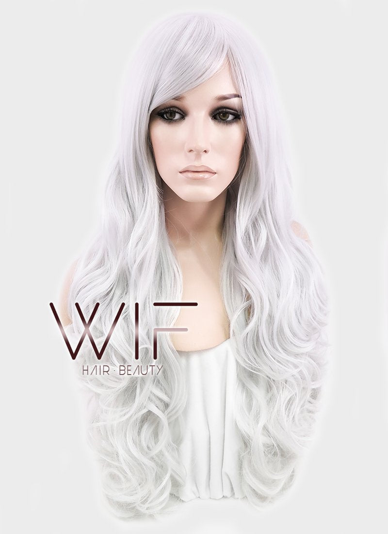 33" Wavy Silver White Synthetic Wig TBZ547