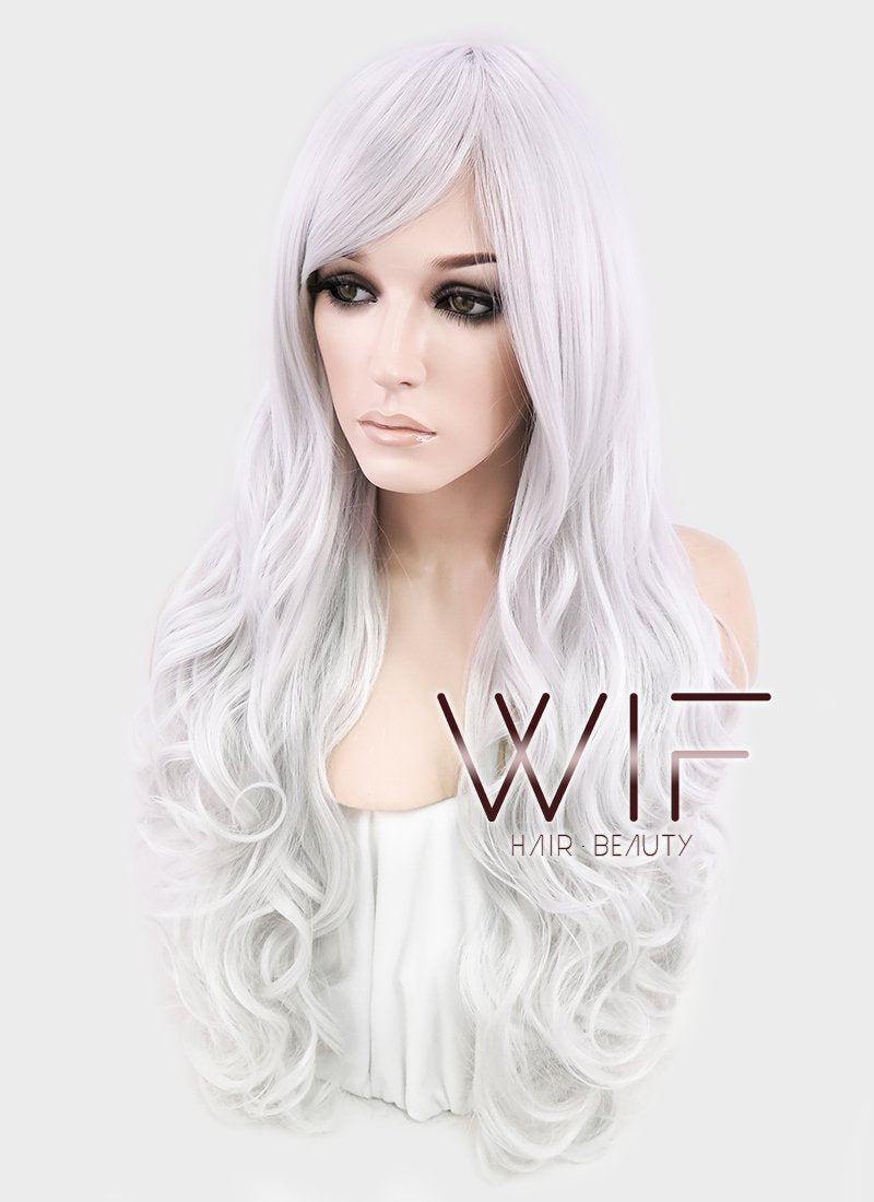 33" Wavy Silver White Synthetic Wig TBZ547