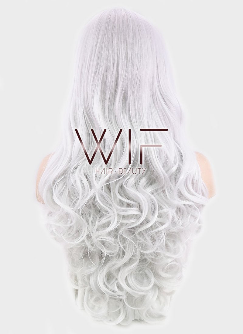 33" Wavy Silver White Synthetic Wig TBZ547