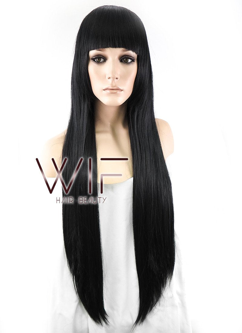 31" Straight Jet Black Synthetic Wig TBZ871