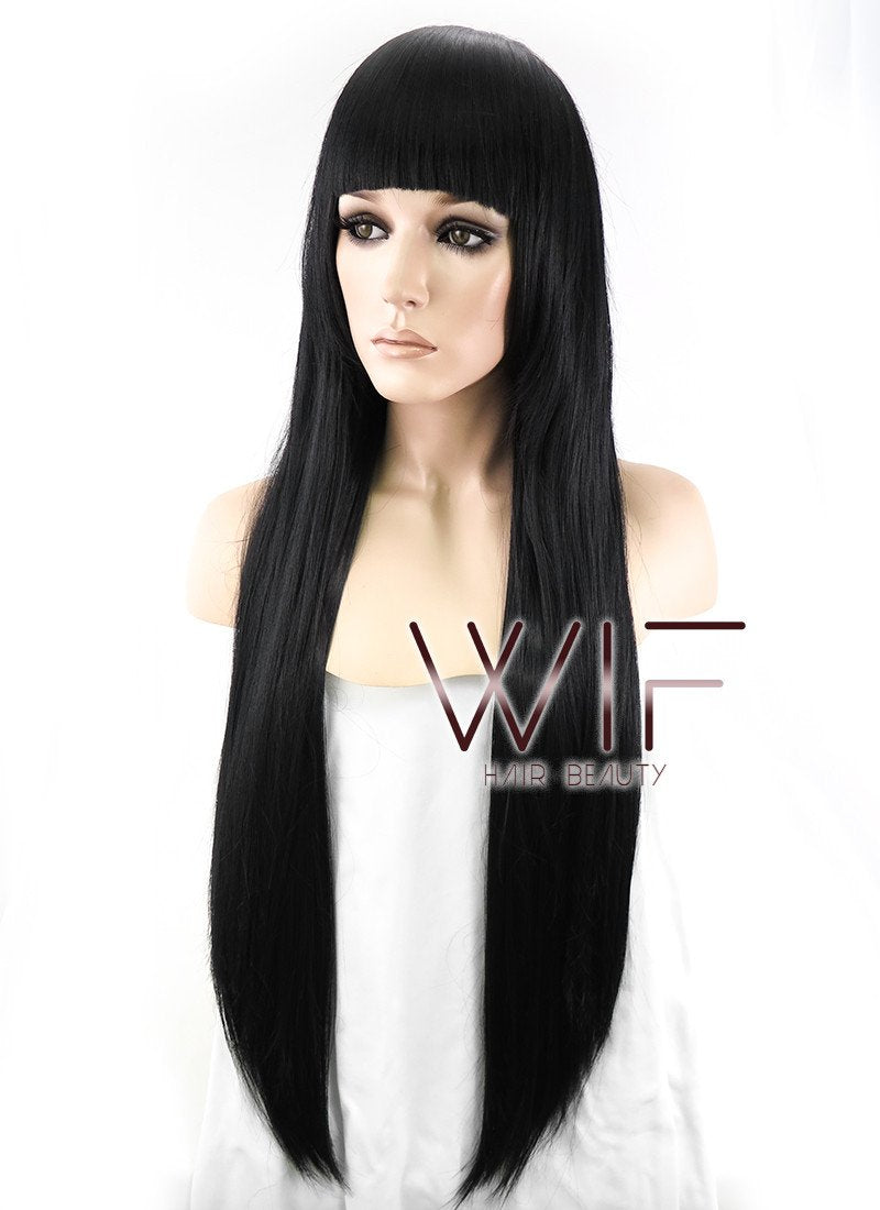 31" Straight Jet Black Synthetic Wig TBZ871