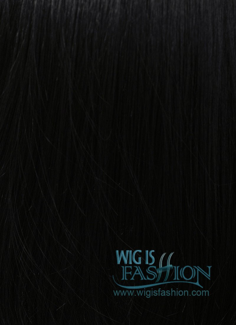 16" Heat Resistant Medium Straight Black Fashion Hair Wig TBZ920