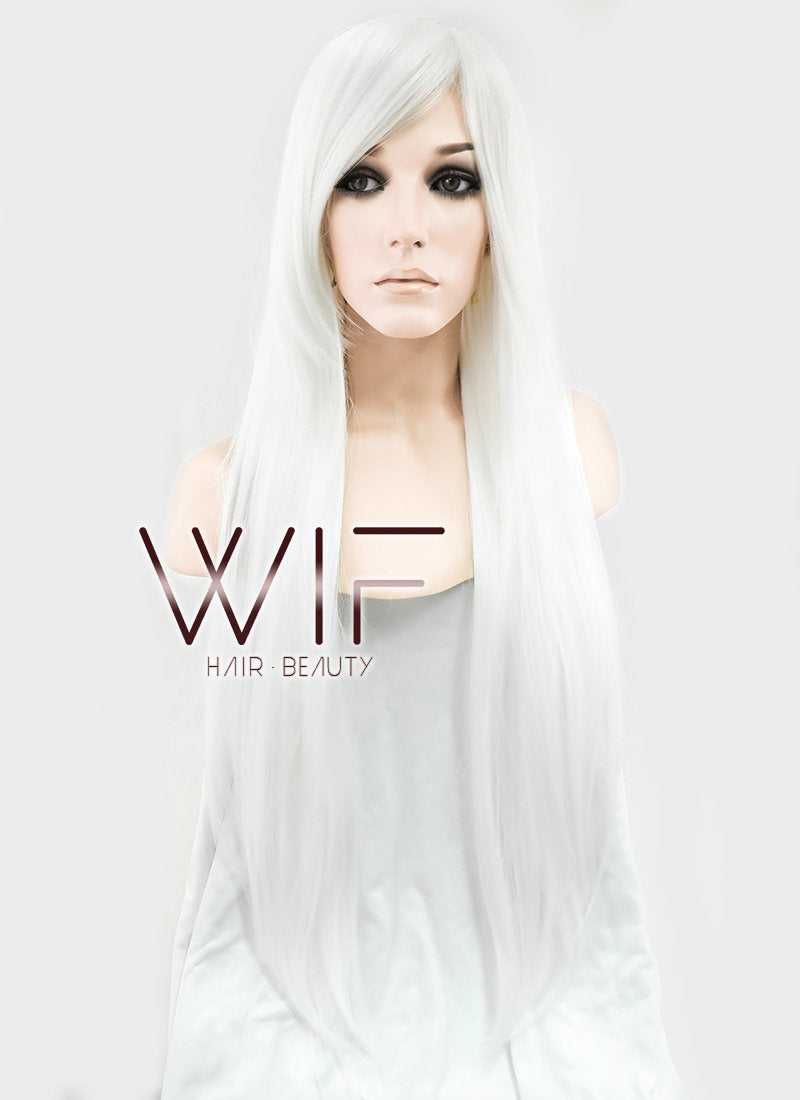31" Straight White Synthetic Wig TBZ941