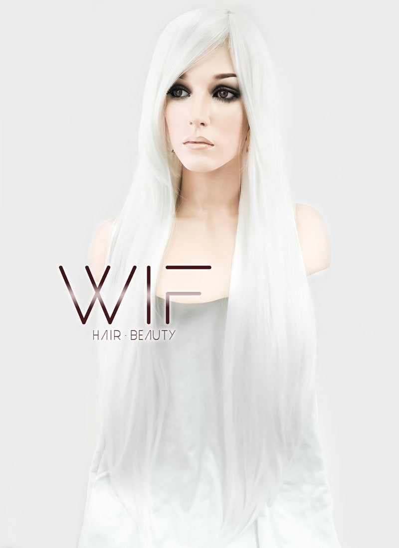 31" Straight White Synthetic Wig TBZ941
