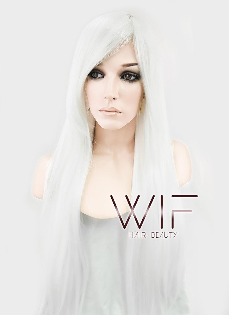 31" Straight White Synthetic Wig TBZ941