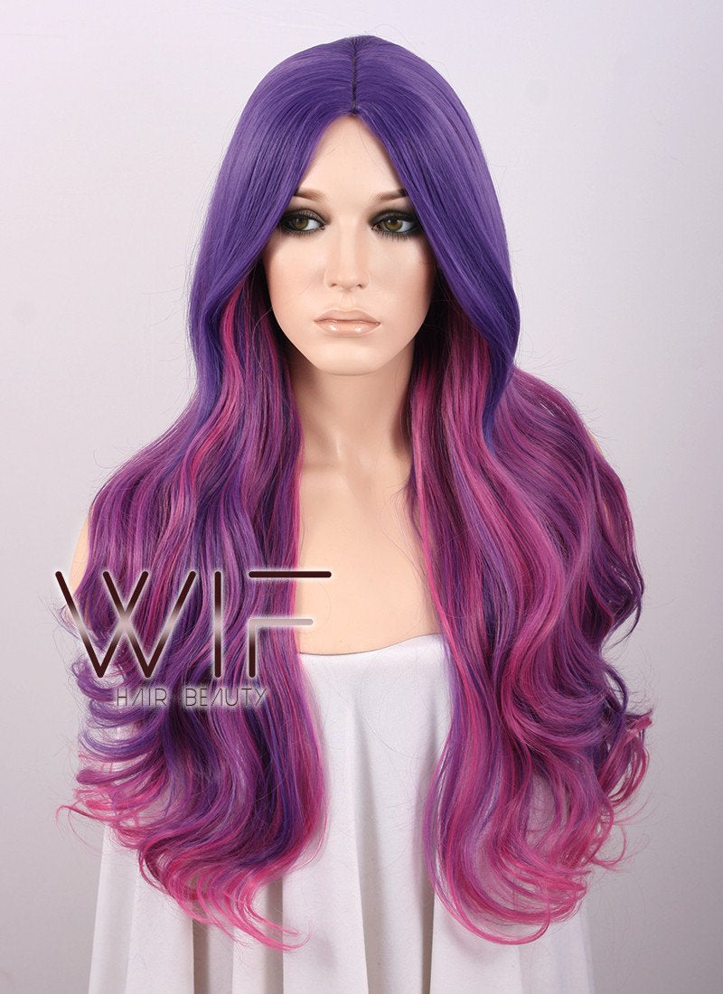 31" Wavy Mixed Purple Synthetic Wig TBZ961