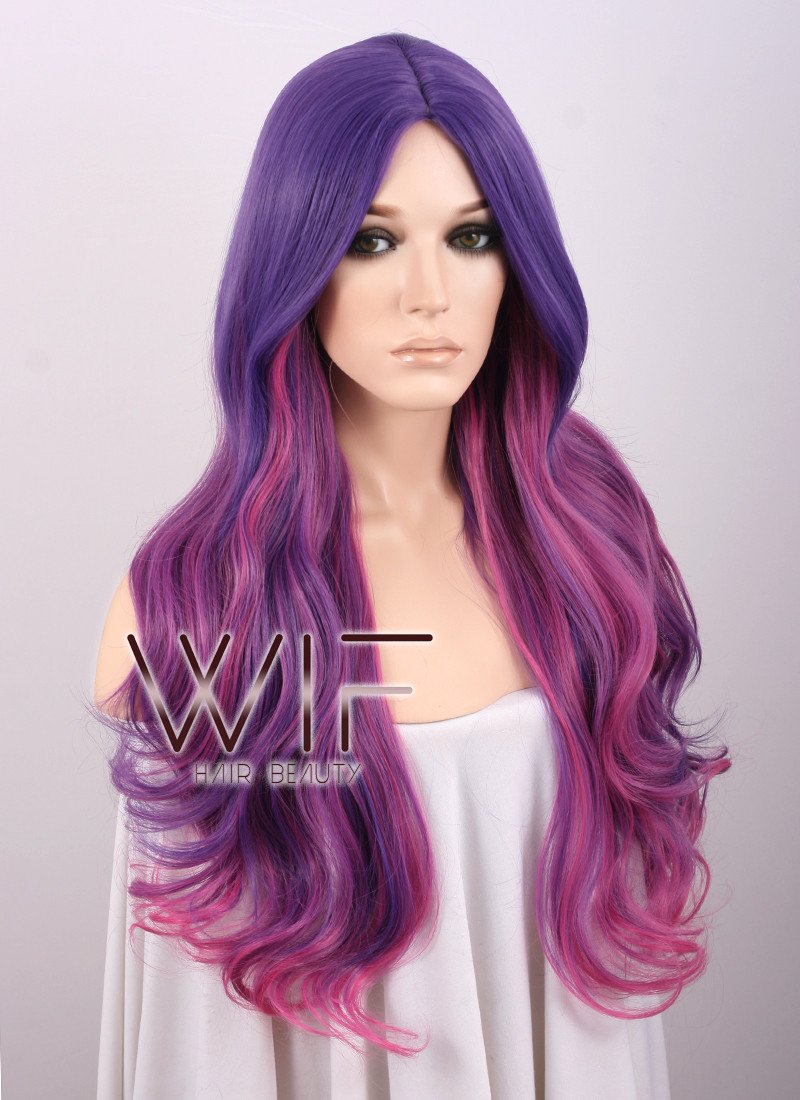31" Wavy Mixed Purple Synthetic Wig TBZ961