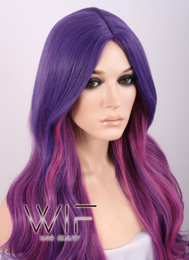 31" Wavy Mixed Purple Synthetic Wig TBZ961