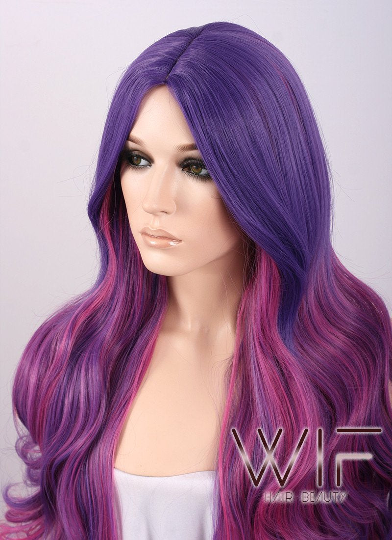 31" Wavy Mixed Purple Synthetic Wig TBZ961