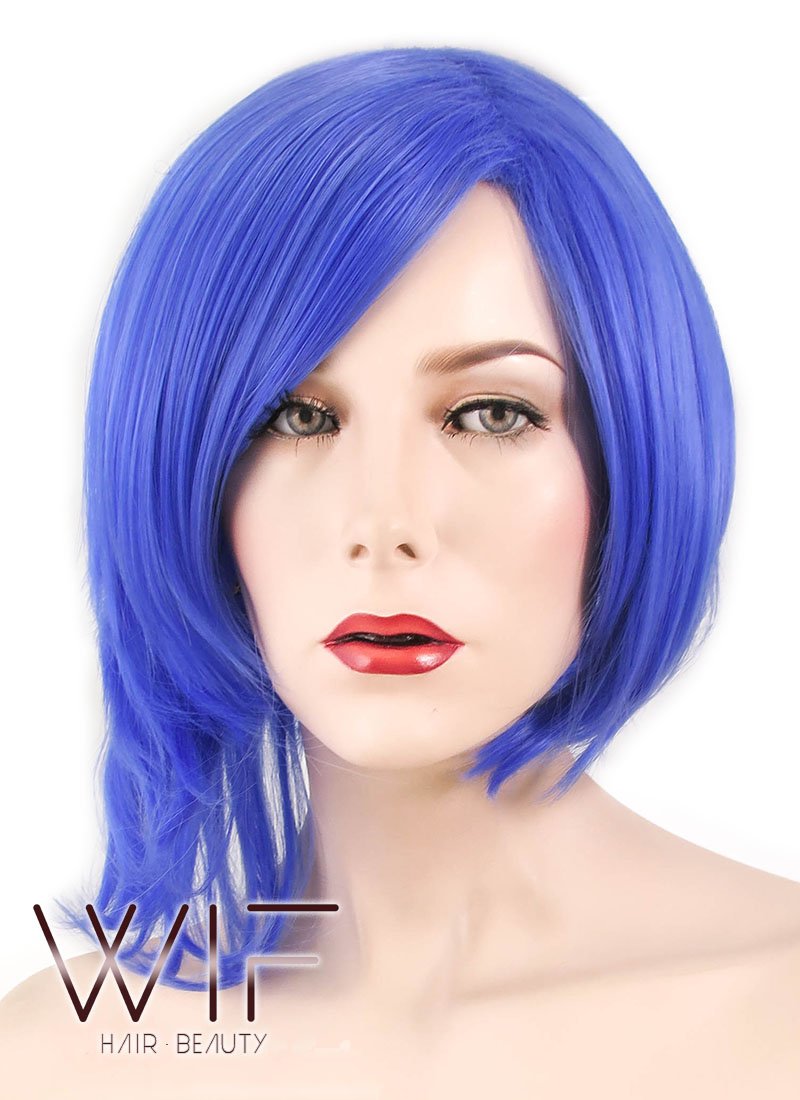 13" Straight Blue Synthetic Wig TBZ1108