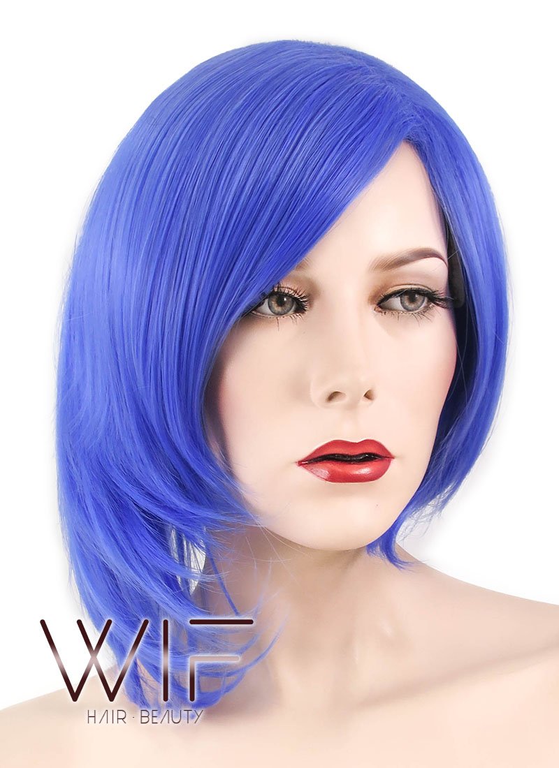 13" Straight Blue Synthetic Wig TBZ1108