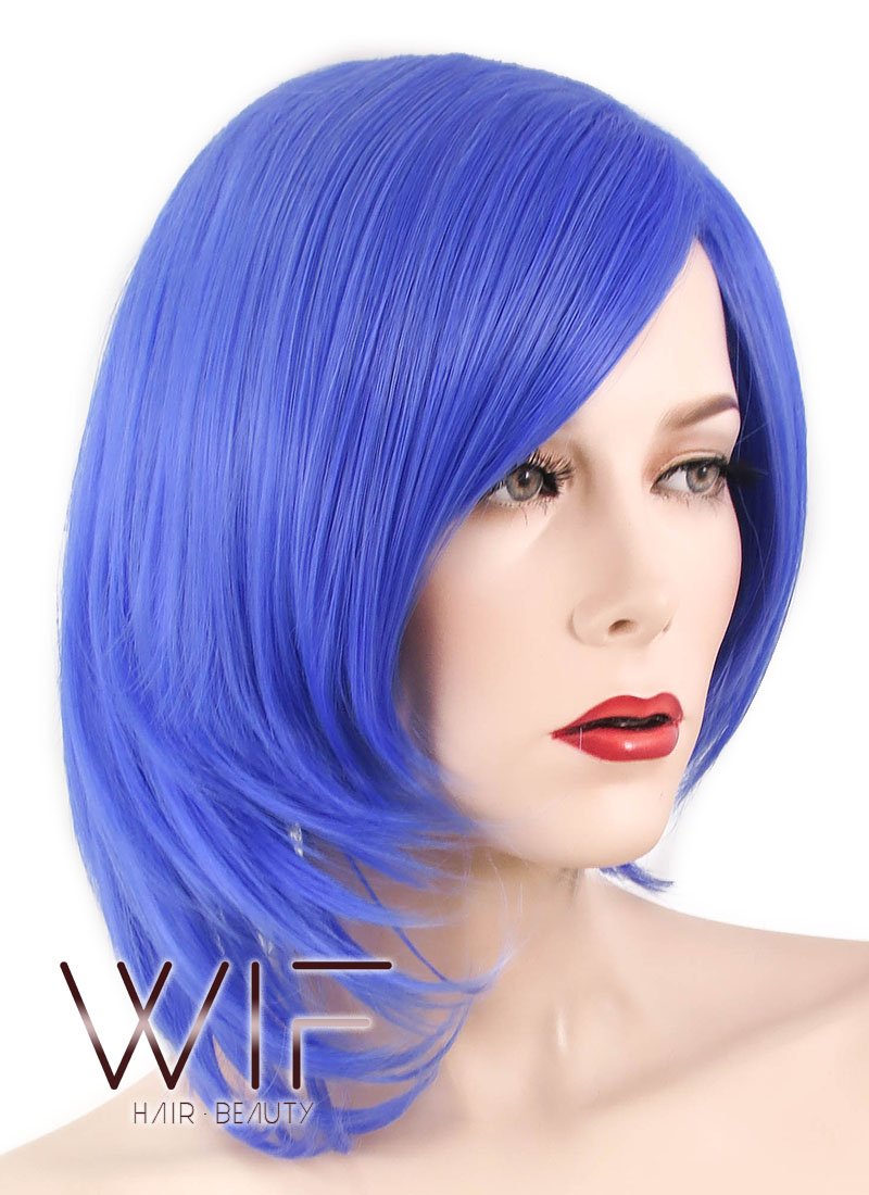 13" Straight Blue Synthetic Wig TBZ1108