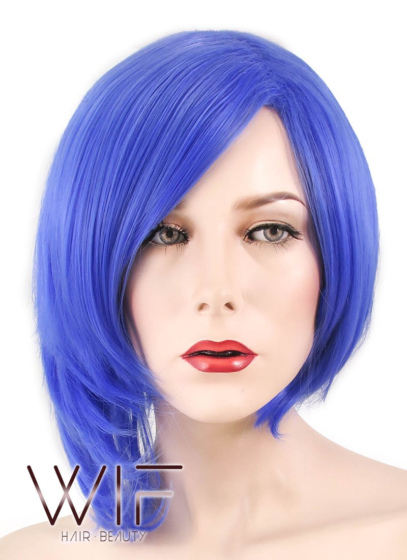 13" Straight Blue Synthetic Wig TBZ1108