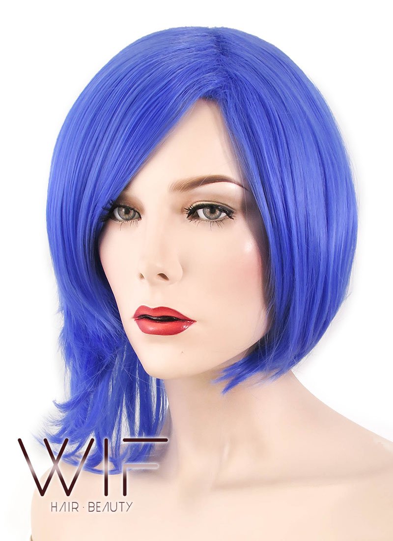 13" Straight Blue Synthetic Wig TBZ1108