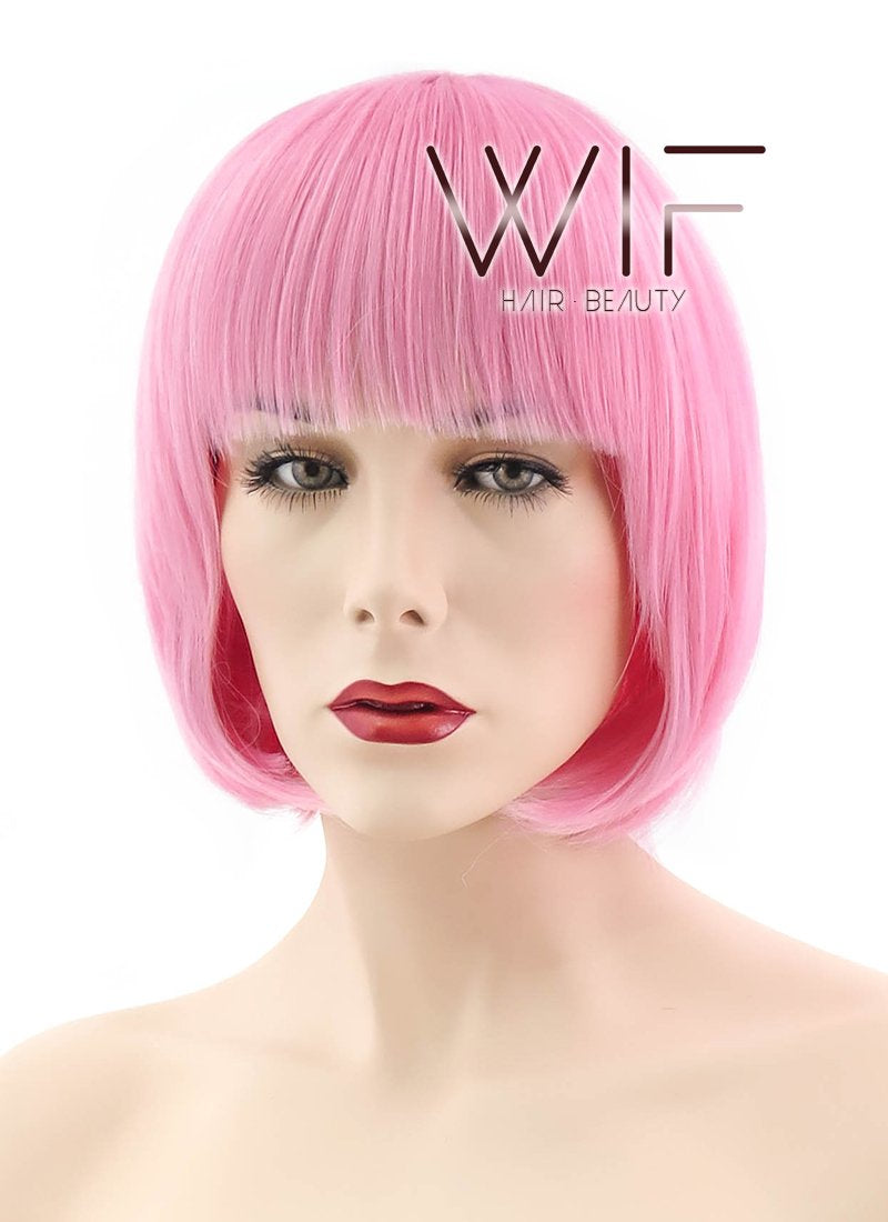 11" Straight Pink Synthetic Wig TBZ1117