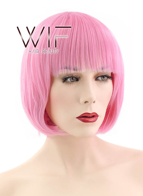 11" Straight Pink Synthetic Wig TBZ1117