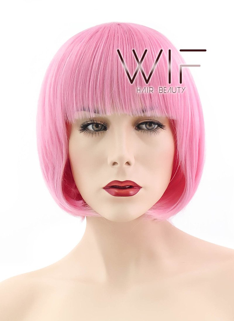 11" Straight Pink Synthetic Wig TBZ1117