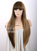 27" Straight Brown Mixed Blonde Synthetic Wig WIG007