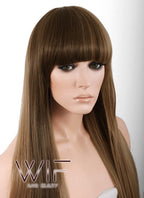 27" Straight Brown Mixed Blonde Synthetic Wig WIG007