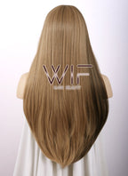 27" Straight Brown Mixed Blonde Synthetic Wig WIG007