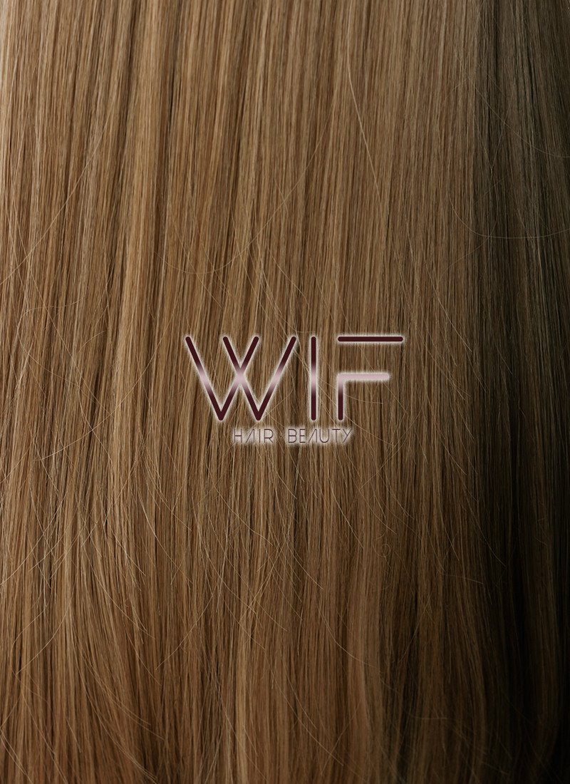 27" Straight Brown Mixed Blonde Synthetic Wig WIG007