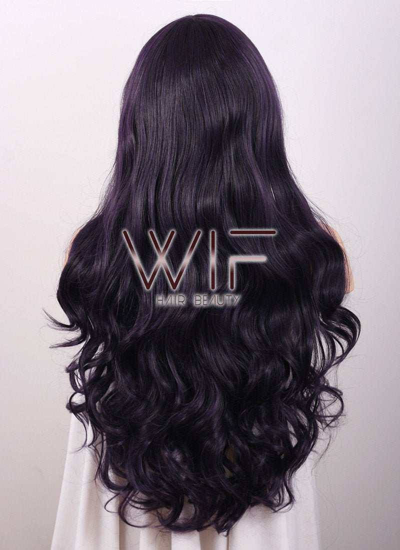 Heat Resistant Long Curly Dark Purple Fashion Stunning Hair Wig WIG052
