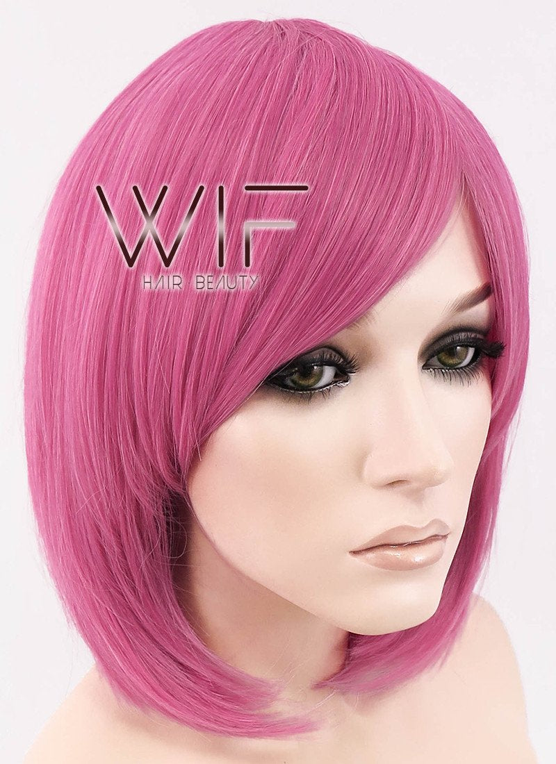 12" Straight Pink Synthetic Wig WIG077A
